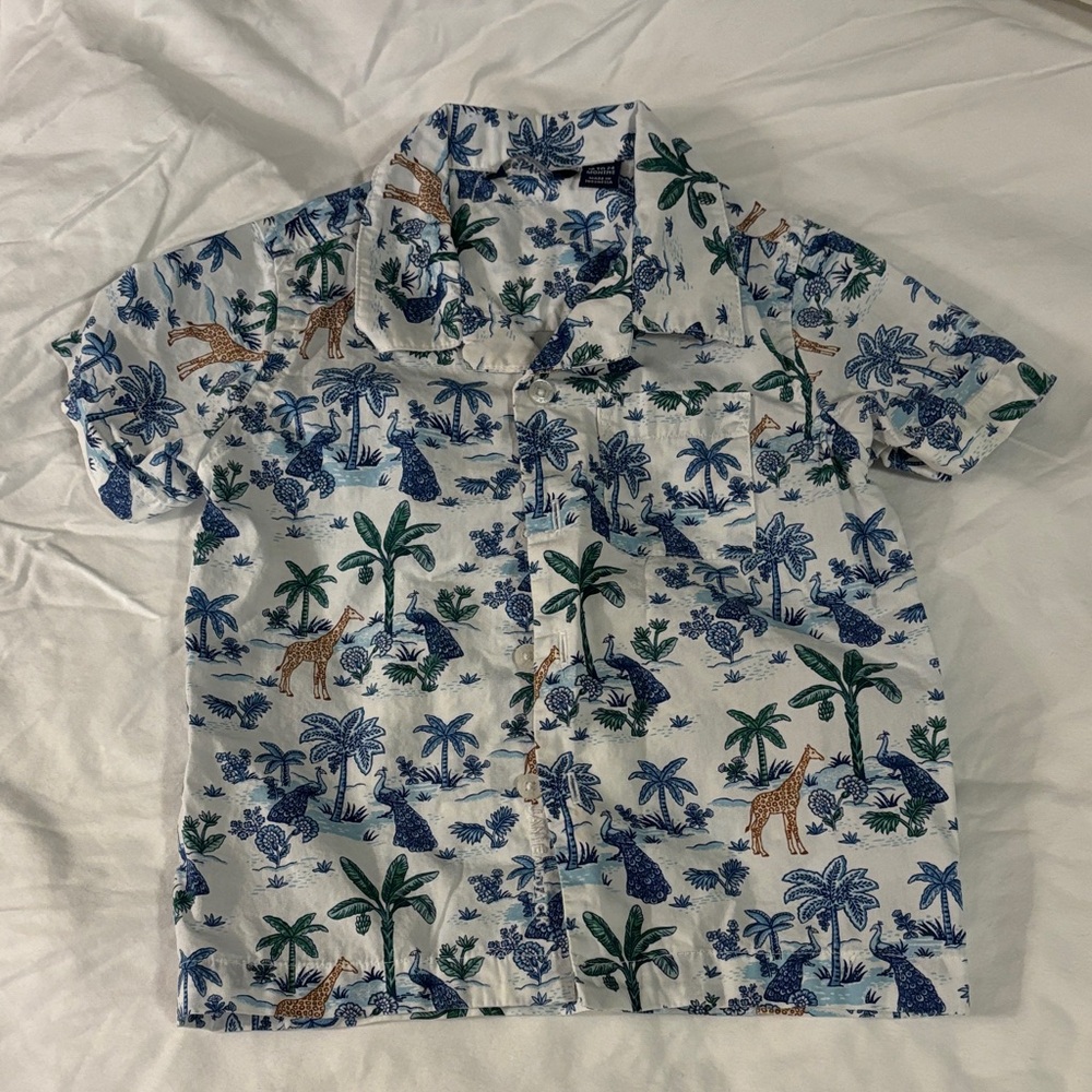 Janie and Jack Blue and Green Tropical Shirt